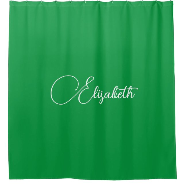 Personalised Modern Elegant Kelly Green Template Shower Curtain (Front)