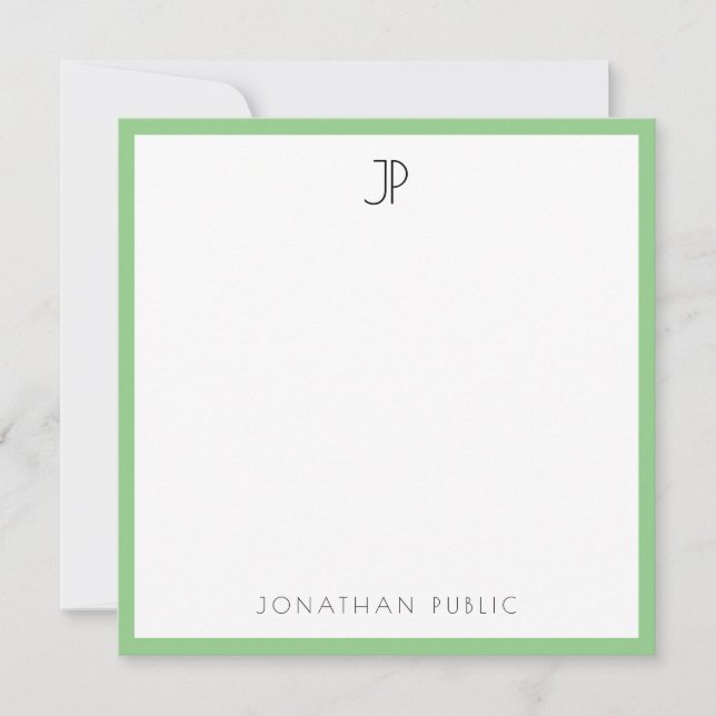 Personalised Modern Elegant Monogram Trendy Sleek Card (Front)