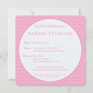 Personalised Modern Elegant Pink Birthday Party Invitation