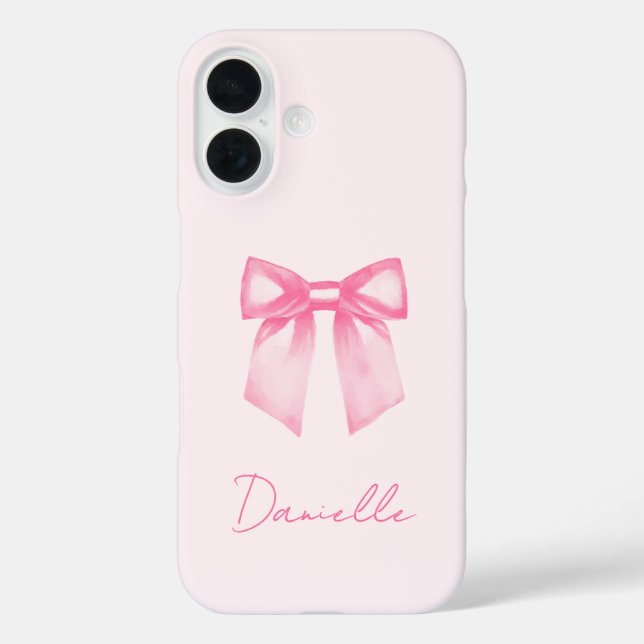 Personalised Modern Elegant Pink Bow Case-Mate iPhone Case (Back)