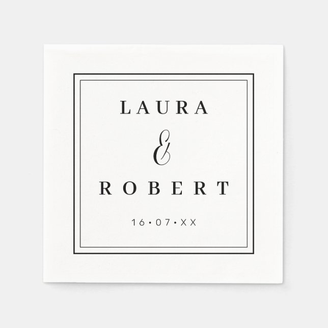 Personalised Modern Elegant Simple Stylish Wedding Napkin (Front)