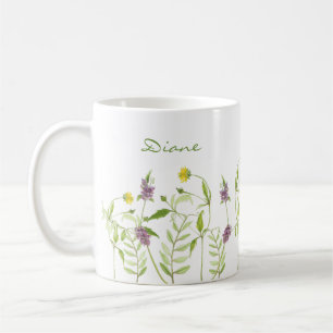 Personalised modern elegant watercolor wildflower coffee mug