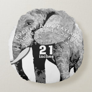 Personalised Modern Elephant Pattern Round Cushion
