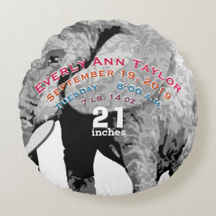 Personalised Modern Elephant Pattern Round Cushion