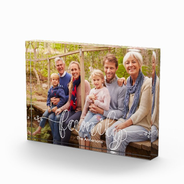 Personalised Modern Family Keepsake Photo Block (Right)