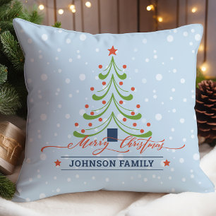 Personalised Modern Farmhouse Christmas Tree Throw Cushion