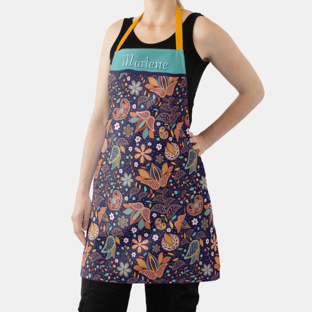 Personalised Modern Floral Apron (Insitu)