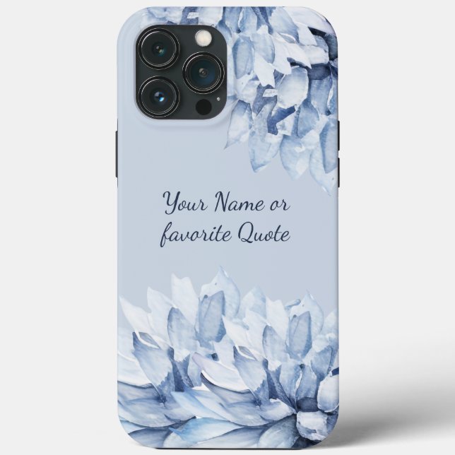 Personalised Modern Floral Dusty Blue Case-Mate iPhone Case (Back)