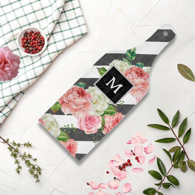 Personalised Modern Floral Monogram Kitchen Gift  Cutting Board (Creator Uploaded)