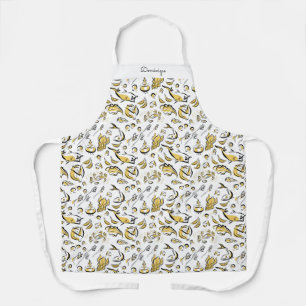 Personalised Modern Foodie Drawing Print Apron