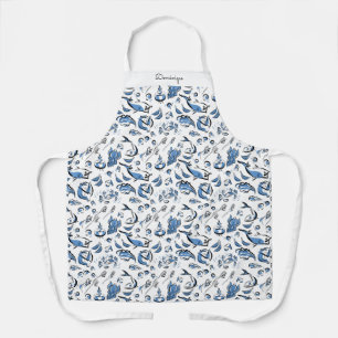Personalised Modern Foodie Drawing Print Apron