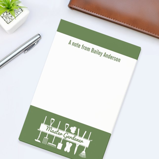 Personalised Modern Forest Green Master Gardener Post-it Notes (Creator Uploaded)