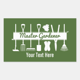 Personalised Modern Forest Green Master Gardener Rectangular Sticker