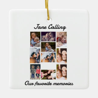 Personalised Modern Friends 10 Photo Collage Ceramic Ornament