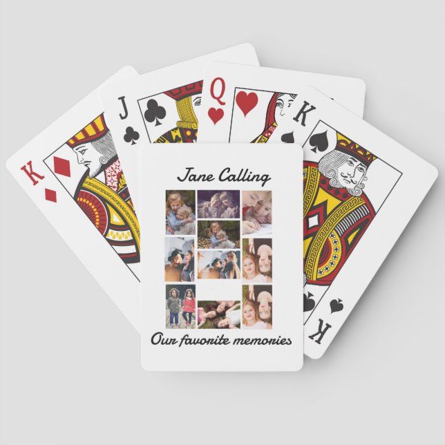 Personalised Modern Friends 10 Photo Collage  Playing Cards (Back)