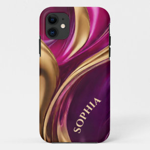 Personalised Modern-Fuchsia Purple and Gold- Case-Mate iPhone Case