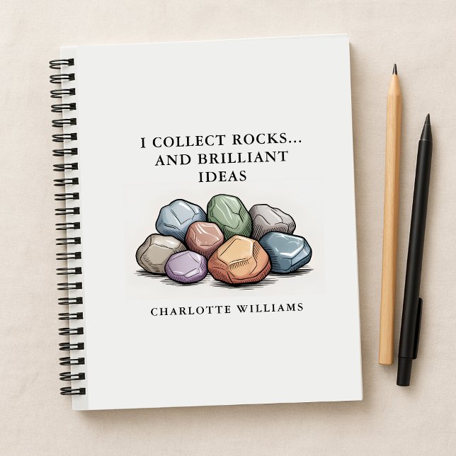 Personalised Modern Funny Rock Collector Gift Notebook (Personalized Notebook Gift for Rock Collector )