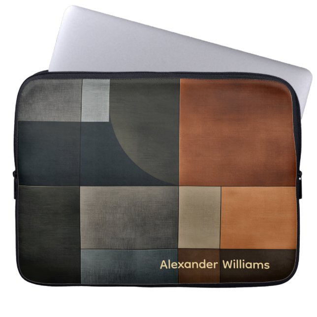 Personalised Modern Geometric Earthy Laptop Sleeve (Front)