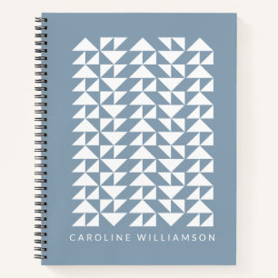 Personalised Modern Geometric Minimalist Blue Notebook