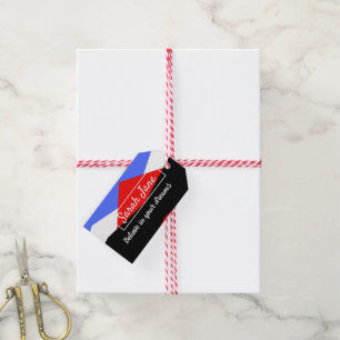 Personalised Modern Geometric Red & Blue Gift Tags