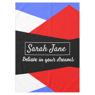 Personalised Modern Geometric Red & Blue Tablecloth