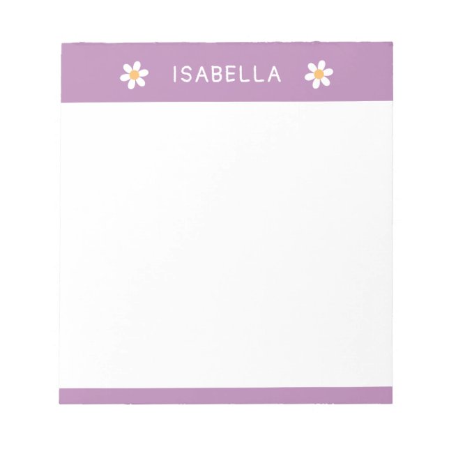 Personalised Modern Girly Daisy Name Notepad (Front)