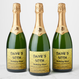 Personalised Modern Gold Birthday Party Sparkling Wine Label