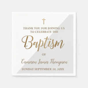 Personalised Modern gold GREY and white baptism Napkin