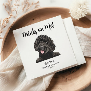 Personalised Modern Goldendoodle Dog Wedding  Napkin