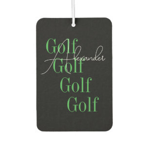 Personalised Modern Golf Typography Car Air Freshener