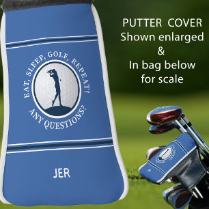 Personalised Modern Golfer Monogrammed Blue Ladies Golf Head Cover
