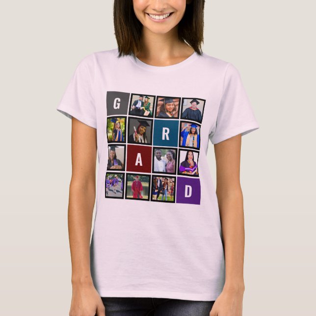 Personalised Modern Grad Photo Collage Graduation T-Shirt (Front)