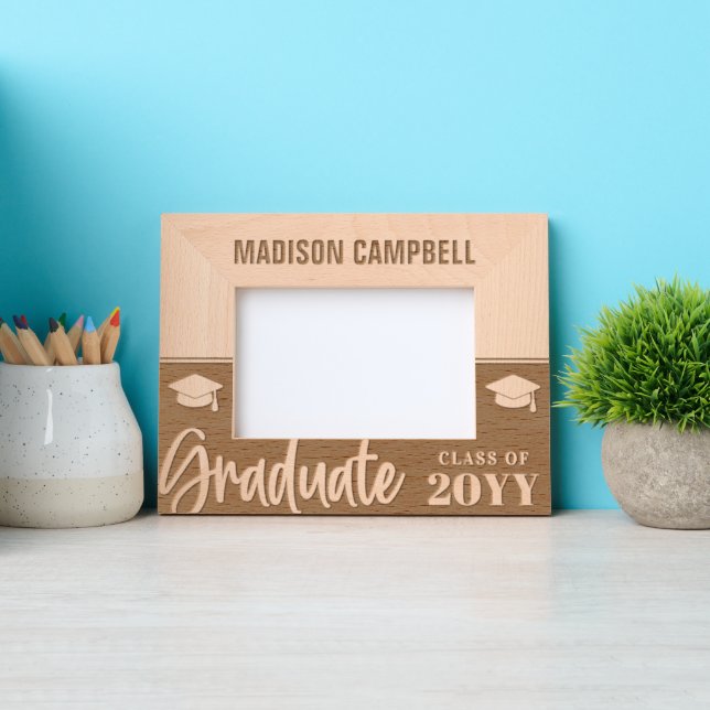 Personalised Modern Graduate Typography Graduation Etched Frames (Front)