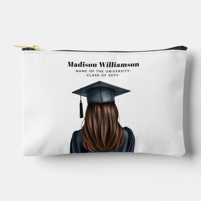 Personalised Modern Graduation Female Graduate Accessory Pouch (Front)
