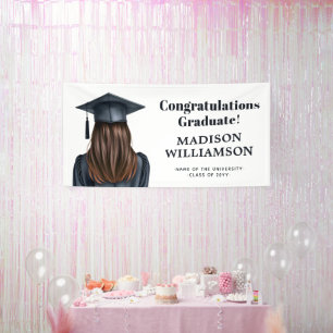 Personalised Modern Graduation Female Graduate Banner