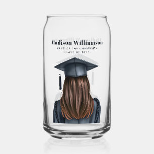 Personalised Modern Graduation Female Graduate Can Glass