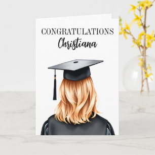 Personalised Modern Graduation Female Graduate Card