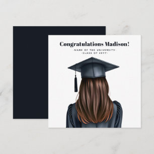 Personalised Modern Graduation Female Graduate Card