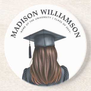 Personalised Modern Graduation Female Graduate Coaster