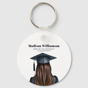 Personalised Modern Graduation Female Graduate Key Ring