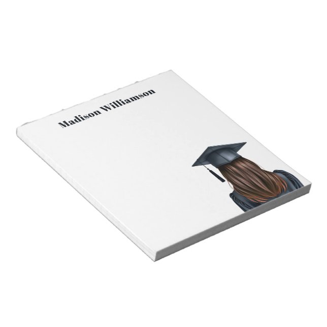 Personalised Modern Graduation Female Graduate Notepad (Angled)