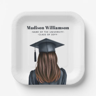 Personalised Modern Graduation Female Graduate Paper Plate