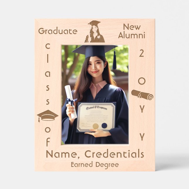 Personalised Modern Graduation Photo Cap, Diploma Etched Frames (Personalized graduation cap and diploma photo frame)