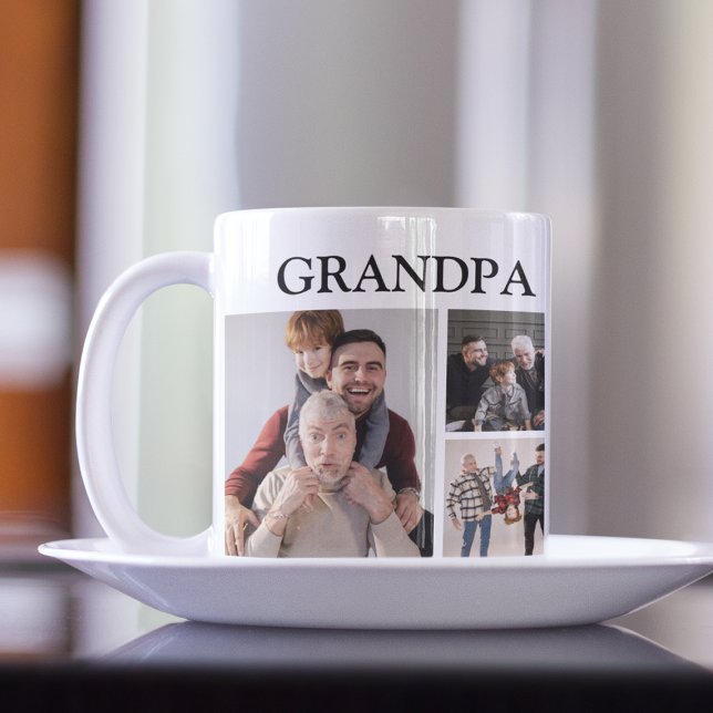 Personalised Modern Grandpa | 6 Photo Coffee Mug (Creator Uploaded)