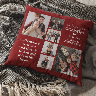Personalised Modern Grandpa   6 Photo Cushion