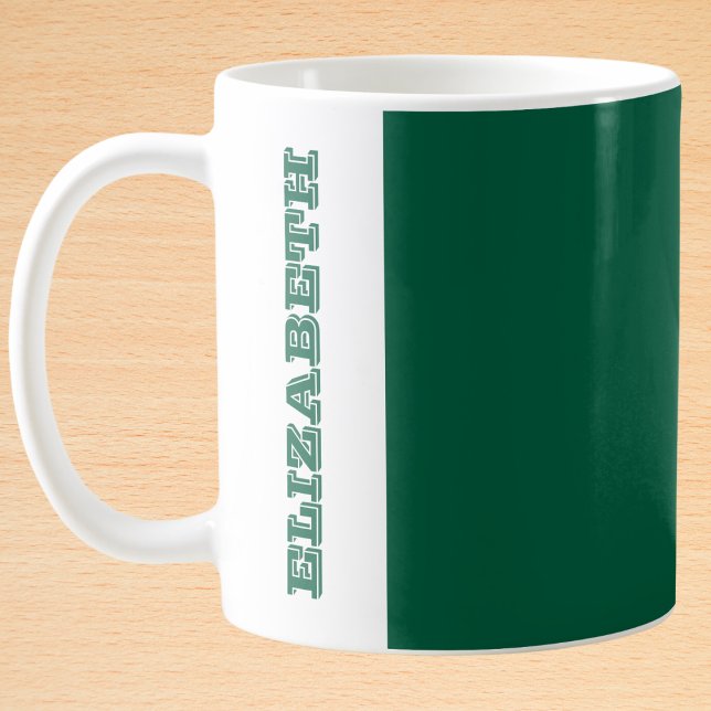 Personalised Modern Green Block Name Coffee Mug (Creator Uploaded)