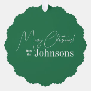 Personalised Modern Green Christmas Tree Decoration Card