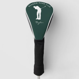 Personalised Modern Green Custom Club Name Golf Head Cover