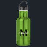 Personalised Modern Green Monogram  532 Ml Water Bottle<br><div class="desc">Personalised Modern Green Monogram stainless steel water bottle</div>