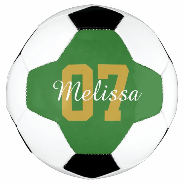 Personalised Modern Green Soccer Ball (Front)